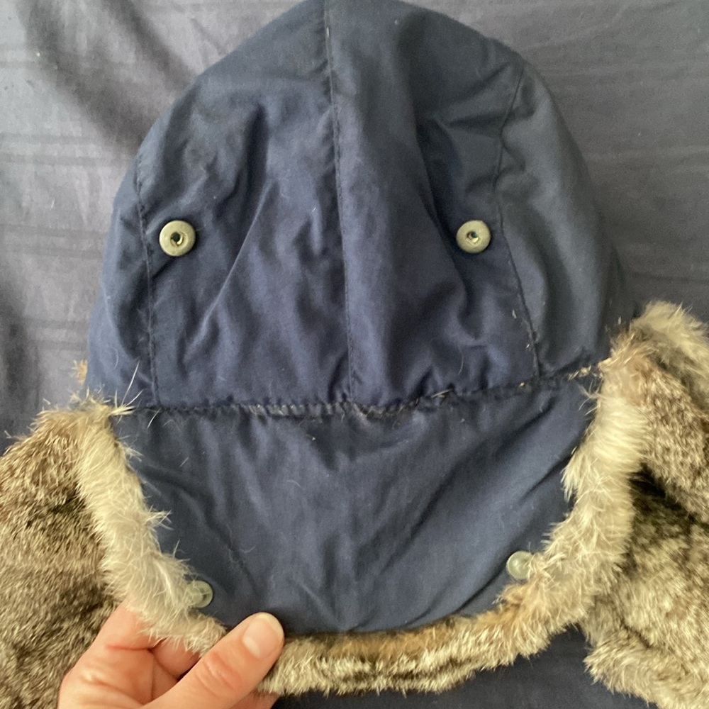 Blue Trapper Hat with Fur Trim - Picture 7 of 9
